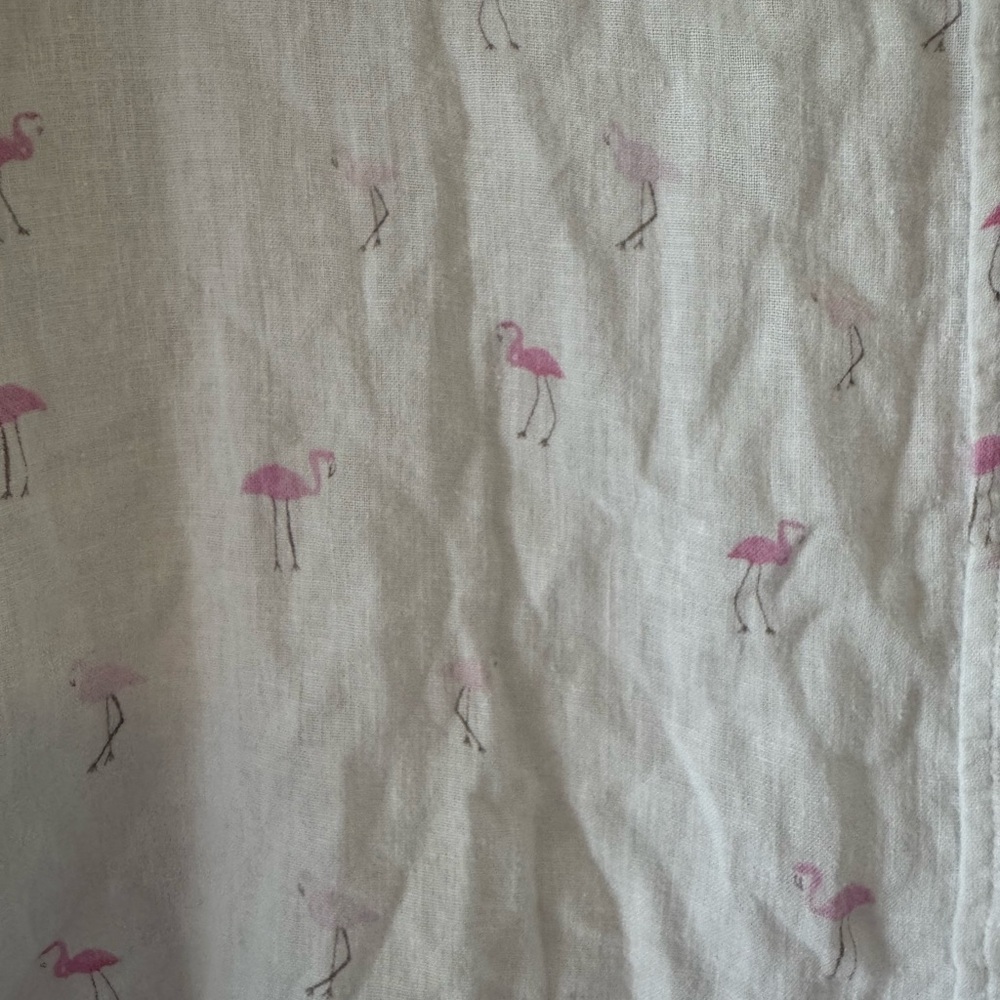 RAILS White Lightweight Button Up short sleeve “Whitney Top” with Pink Flamingos - Picture 3 of 12